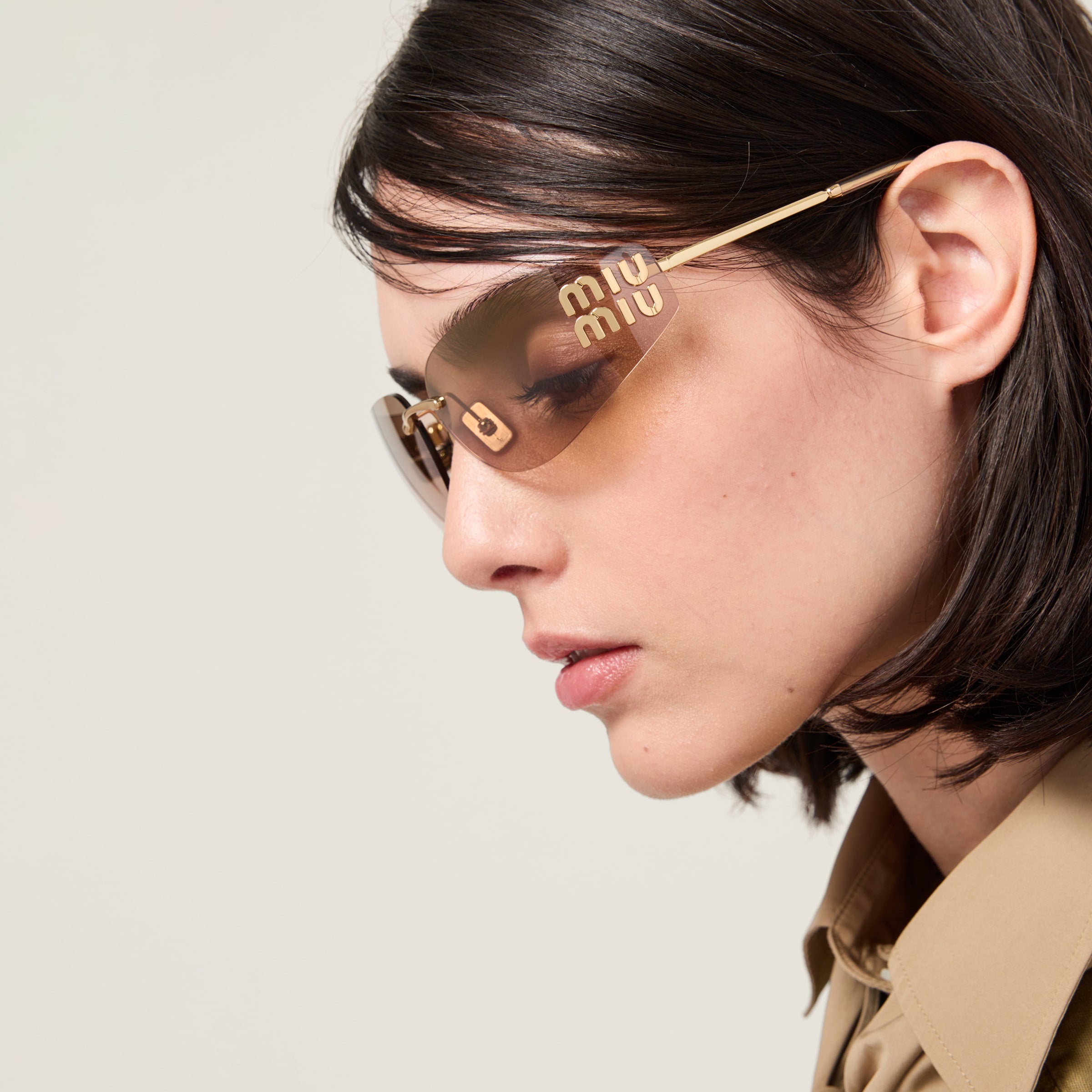 Lunette de soleil Aube Miu Or marron