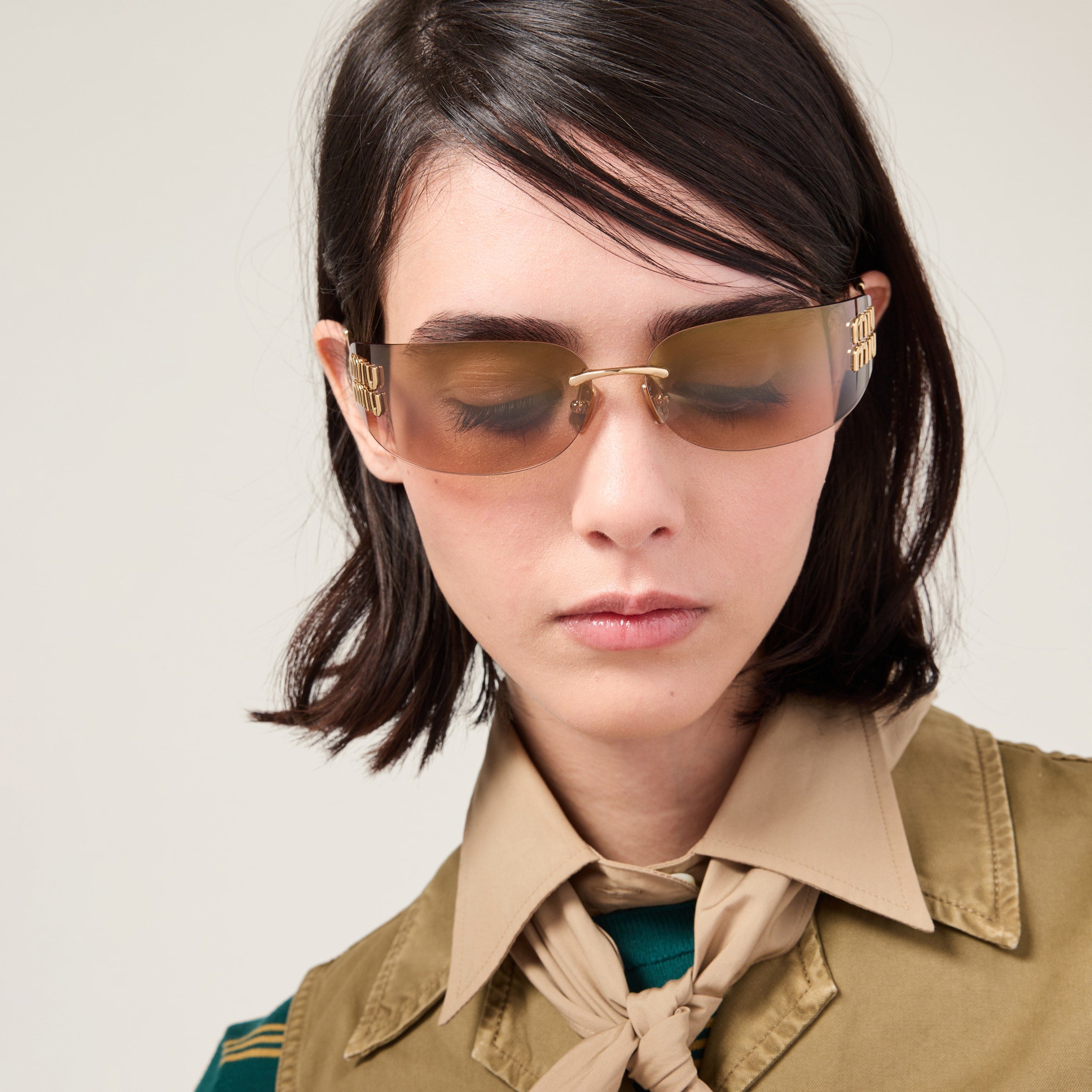 Lunette de soleil Aube Miu Or marron
